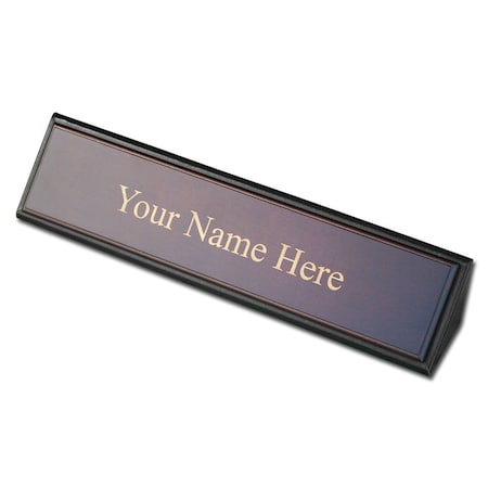 Dacasso Walnut & Leather Name Plate AG-8446